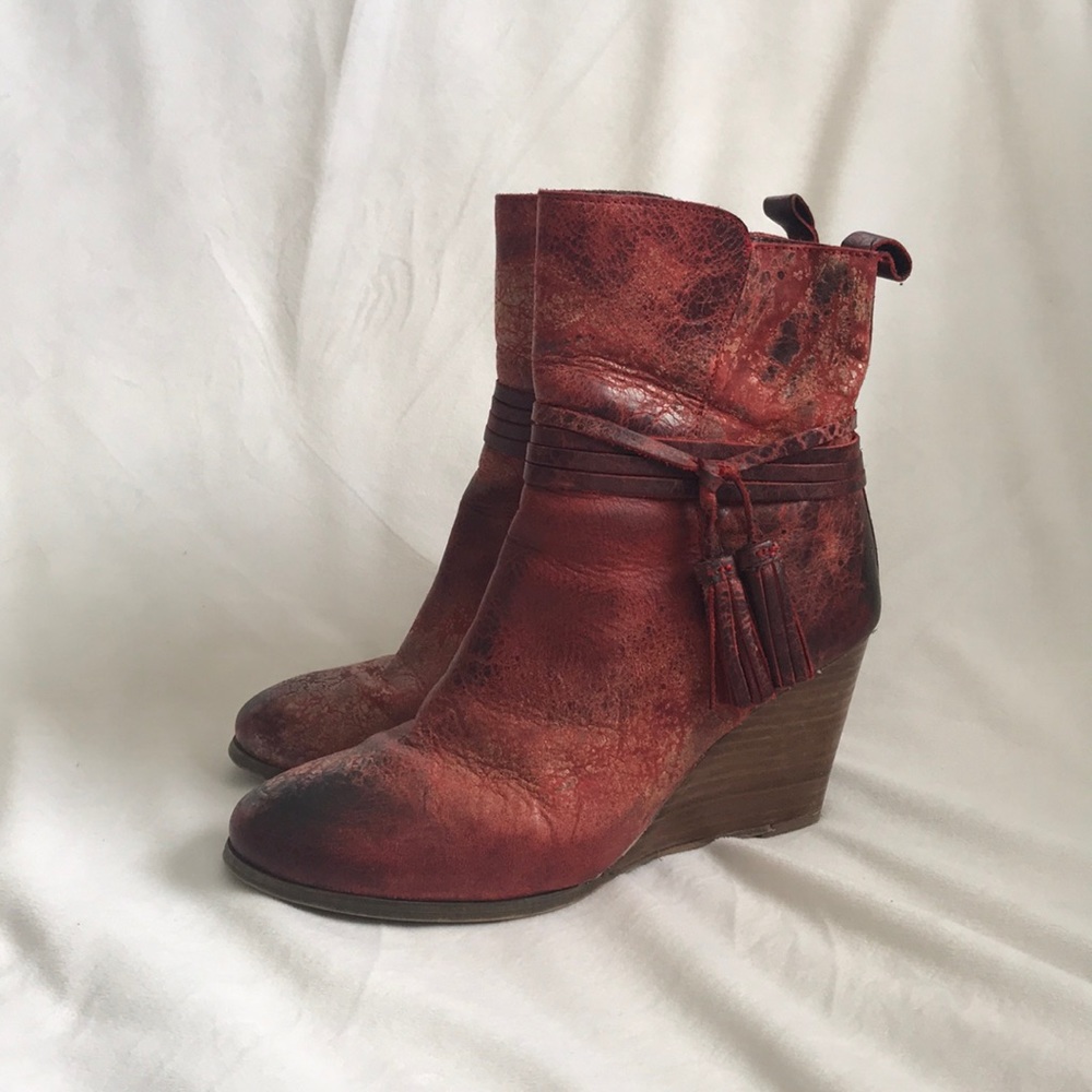 Diba True leather wedge boots